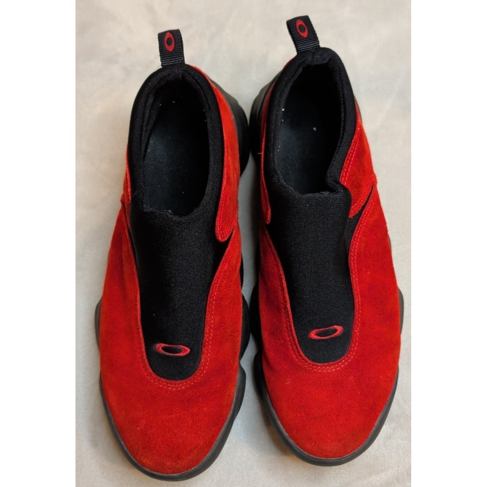 Oakley Flesh‎ Red Suede Slip On Shoes Y2K Gorpcore Men's 9.5 Rare